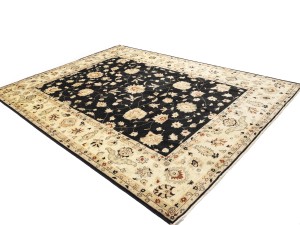 Black Floral Peshawar 9X12 Pakistan Oriental Rug