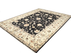 Black Floral Peshawar 9X12 Pakistan Oriental Rug