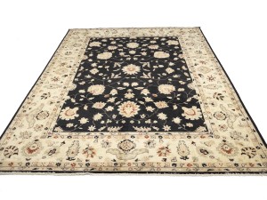 Black Floral Peshawar 9X12 Pakistan Oriental Rug