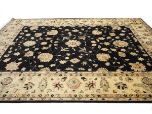 Black Floral Peshawar 9X12 Pakistan Oriental Rug