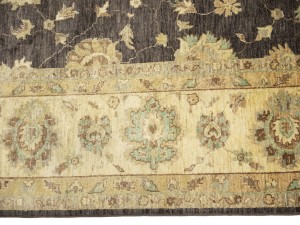 Dark Brown Floral Peshawar 9X11 Pakistan Oriental Rug