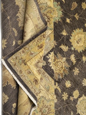 Dark Brown Floral Peshawar 9X11 Pakistan Oriental Rug