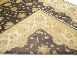 Dark Brown Floral Peshawar 9X11 Pakistan Oriental Rug