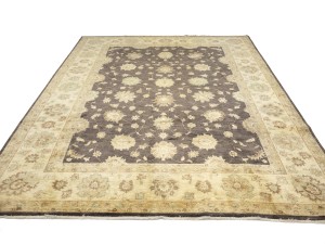 Dark Brown Floral Peshawar 9X11 Pakistan Oriental Rug