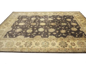 Dark Brown Floral Peshawar 9X11 Pakistan Oriental Rug