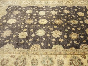 Dark Brown Floral Peshawar 9X11 Pakistan Oriental Rug