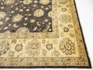 Dark Brown Floral Peshawar 9X11 Pakistan Oriental Rug