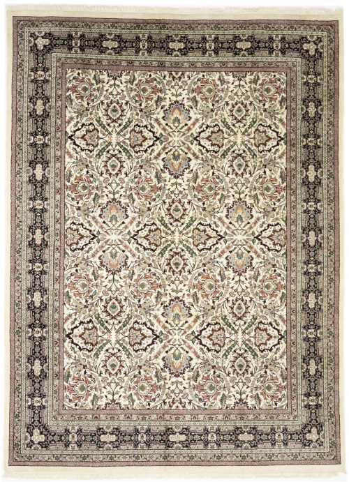 Cream Floral 9X12'5 Indo-Kashan Oriental Rug