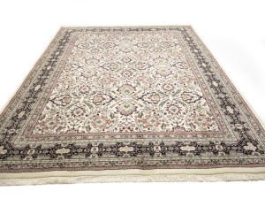 Cream Floral 9X12'5 Indo-Kashan Oriental Rug