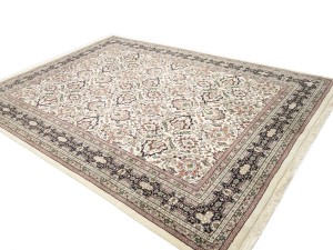 Cream Floral 9X12'5 Indo-Kashan Oriental Rug