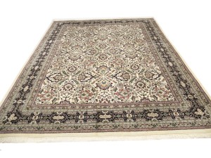 Cream Floral 9X12'5 Indo-Kashan Oriental Rug
