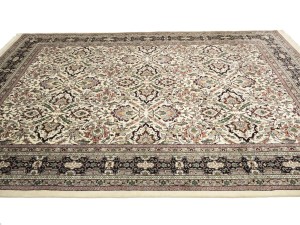 Cream Floral 9X12'5 Indo-Kashan Oriental Rug