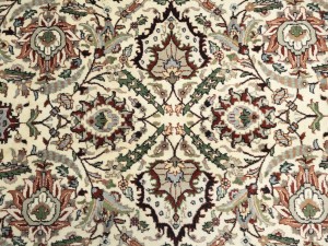 Cream Floral 9X12'5 Indo-Kashan Oriental Rug
