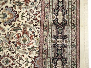 Cream Floral 9X12'5 Indo-Kashan Oriental Rug