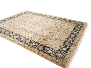 Light Salmon Floral 9X12 Indo-Kashan Vintage Oriental Rug