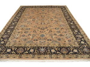 Light Salmon Floral 9X12 Indo-Kashan Vintage Oriental Rug