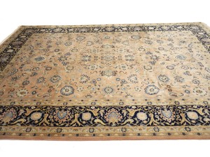 Light Salmon Floral 9X12 Indo-Kashan Vintage Oriental Rug