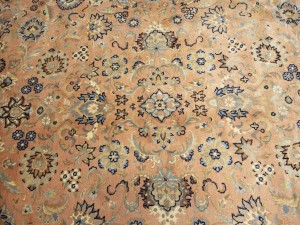 Light Salmon Floral 9X12 Indo-Kashan Vintage Oriental Rug