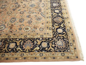 Light Salmon Floral 9X12 Indo-Kashan Vintage Oriental Rug