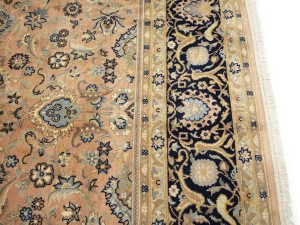 Light Salmon Floral 9X12 Indo-Kashan Vintage Oriental Rug