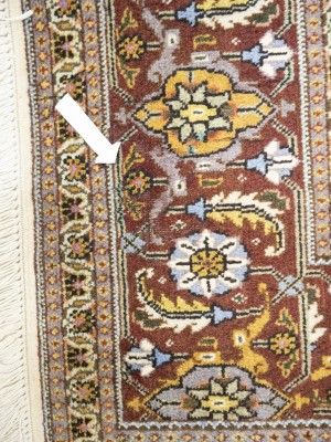 Cream Floral Geometric 8X8 Tabriz Fish Mahi Oriental Rug