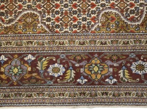 Cream Floral Geometric 8X8 Tabriz Fish Mahi Oriental Rug