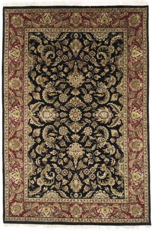 Black Floral Classic 6X9 Agra Jaipur Oriental Rug