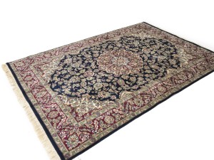 Purple-navy Floral 6X9 Indo-Kashan Oriental Rug