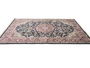 Purple-navy Floral 6X9 Indo-Kashan Oriental Rug