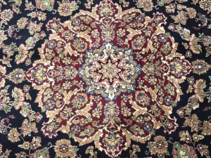 Purple-navy Floral 6X9 Indo-Kashan Oriental Rug