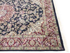 Purple-navy Floral 6X9 Indo-Kashan Oriental Rug