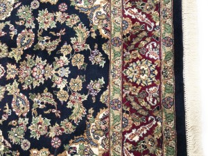 Purple-navy Floral 6X9 Indo-Kashan Oriental Rug