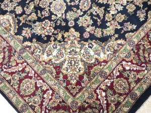 Purple-navy Floral 6X9 Indo-Kashan Oriental Rug