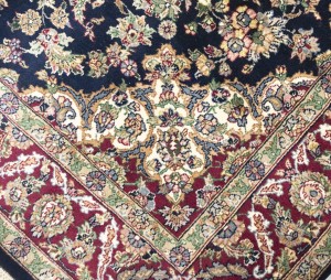 Purple-navy Floral 6X9 Indo-Kashan Oriental Rug