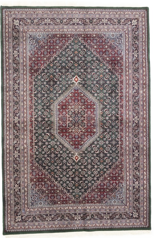 Green Floral Tribal 6X9 Indo-Bidjar Oriental Rug