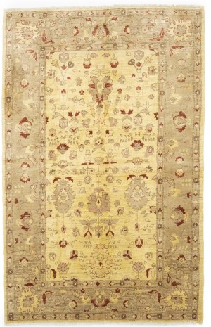 Golden Beige Traditional Floral 6X9 Ziegler Pakistan Rug