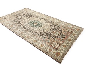 Semi Antique Muted Brown Floral 5'5X9'7 Vintage Oriental Rug