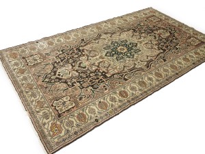 Semi Antique Muted Brown Floral 5'5X9'7 Vintage Oriental Rug