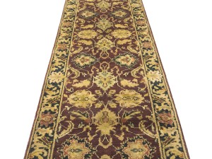 Burgundy Floral Classic 2'7X12 Agra Jaipur Oriental Runner Rug
