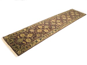 Burgundy Floral Classic 2'7X12 Agra Jaipur Oriental Runner Rug