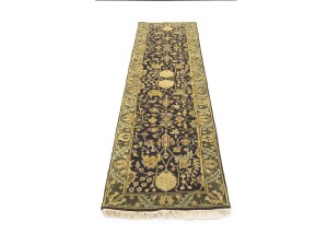 Charcoal Floral Classic 2'7X10 Agra Jaipur Oriental Runner Rug