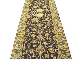 Charcoal Floral Classic 2'7X10 Agra Jaipur Oriental Runner Rug