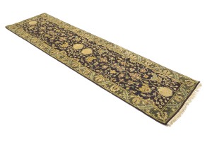 Charcoal Floral Classic 2'7X10 Agra Jaipur Oriental Runner Rug