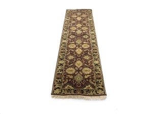 Burgundy Floral Classic 2'7X10 Agra Jaipur Oriental Runner Rug