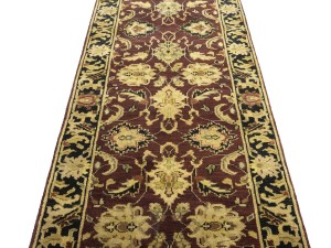 Burgundy Floral Classic 2'7X10 Agra Jaipur Oriental Runner Rug