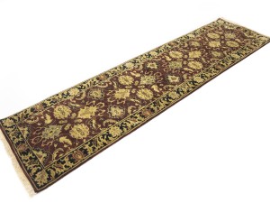 Burgundy Floral Classic 2'7X10 Agra Jaipur Oriental Runner Rug