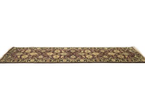 Burgundy Floral Classic 2'7X10 Agra Jaipur Oriental Runner Rug