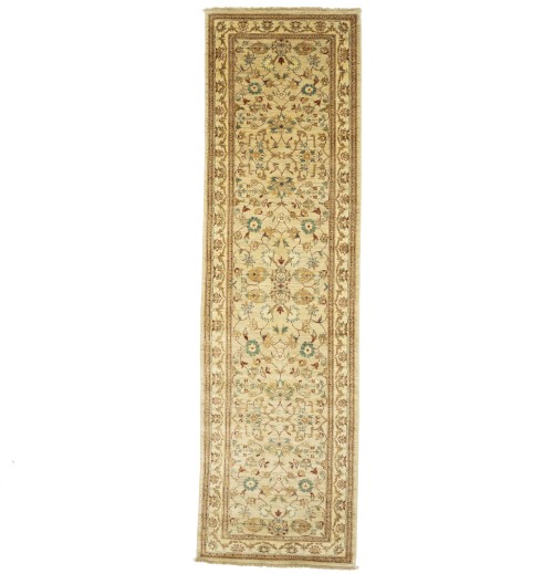 Cream Floral 3X10 Peshawar Pakistan Oriental Runner Rug