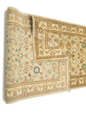 Cream Floral 3X10 Peshawar Pakistan Oriental Runner Rug