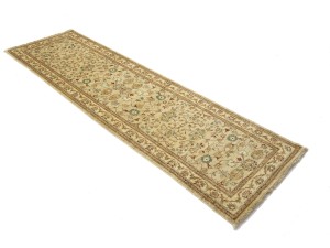 Cream Floral 3X10 Peshawar Pakistan Oriental Runner Rug